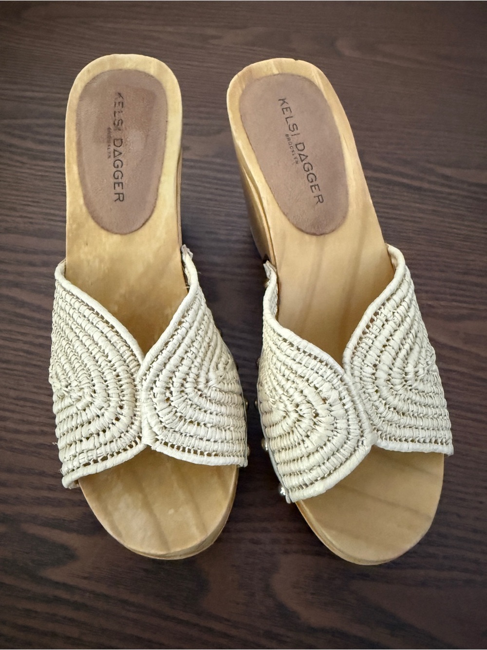 Kelsi Dagger Cream Braided Slide Mules